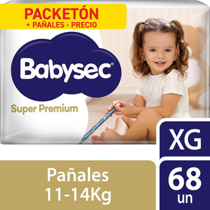 PAÑALES BABYSEC SUPER PREMIUM TALLA XG