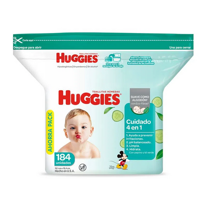 PAÑITOS HÚMEDOS WIPES HUGGIES CUIDADO 4 EN 1