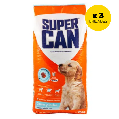 SUPERCAN CACHORROS TODAS LAS RAZAS CARNE Y LECHE COMIDA PARA MASCOTA