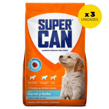 SUPERCAN CACHORROS TODAS LAS RAZAS CARNE Y LECHE COMIDA PARA MASCOTA