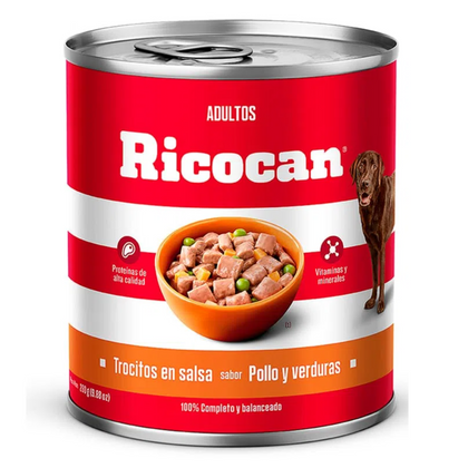 RICOCAN ADULTOS TROCITOS DE POLLO Y VERDURAS LATA PATE COMIDA PARA MASCOTAS