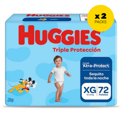 PAÑALES HUGGIES TRIPLE PROTECCION TALLA XG