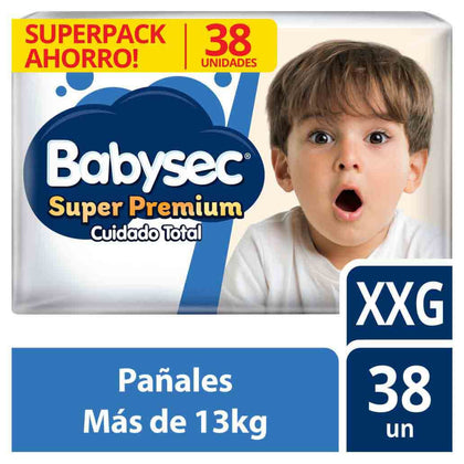 PAÑALES BABYSEC SUPER PREMIUM TALLA XXG